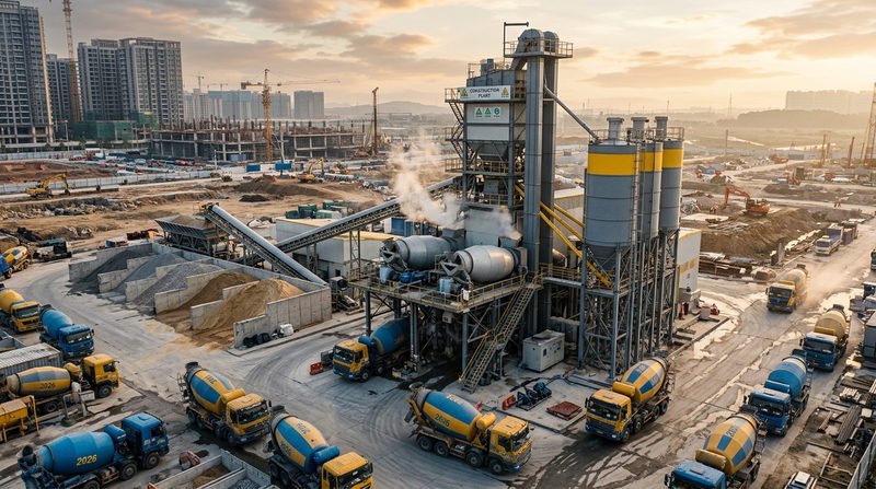 Tổng quan về trạm trộn bê tông trong thi công hiện đại